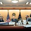 President Joe Biden and Vice President Kamala Harris are briefed by their national security team